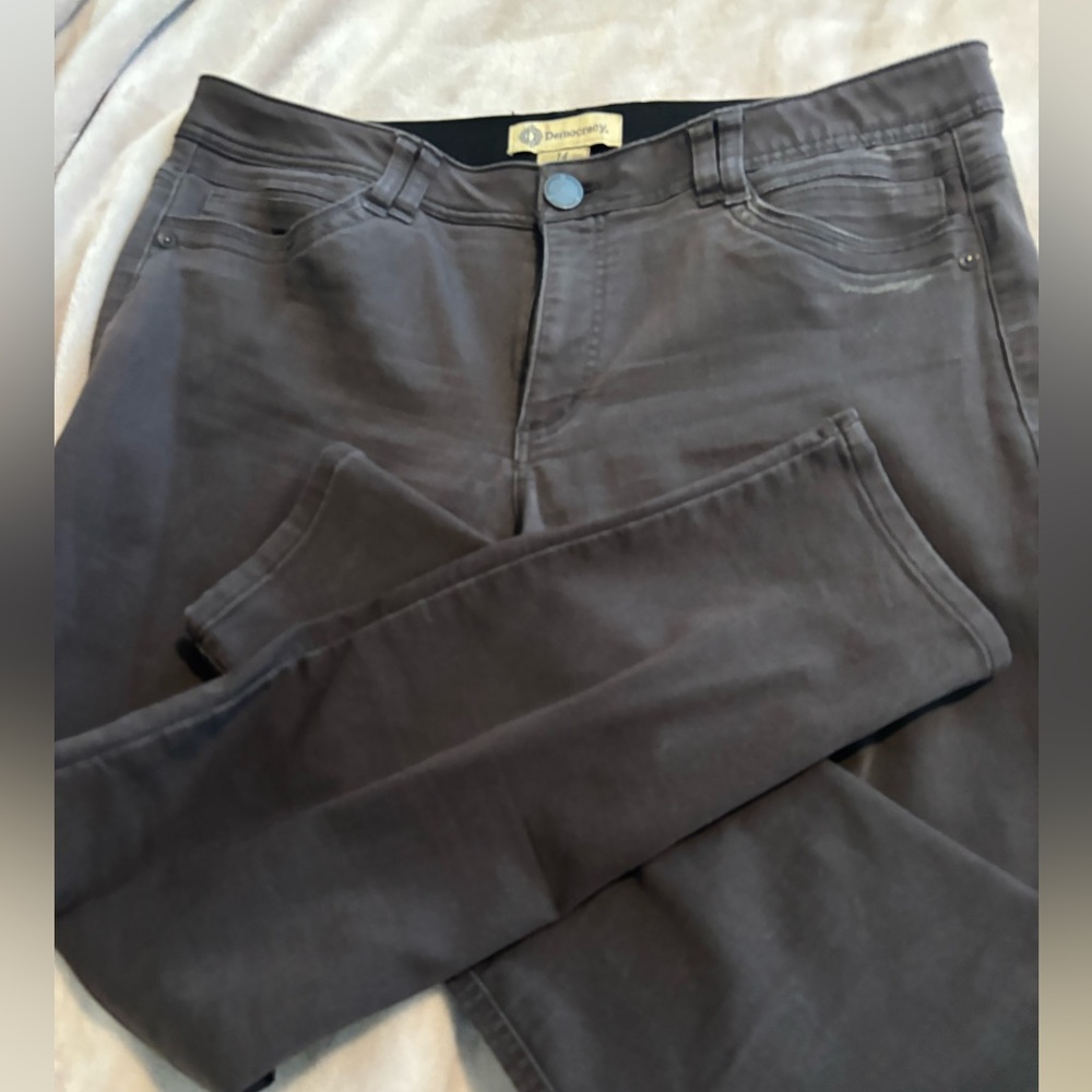 Democracy Ab Solution Dark Grey Ankle Skimmer Jeans Pants sz 14